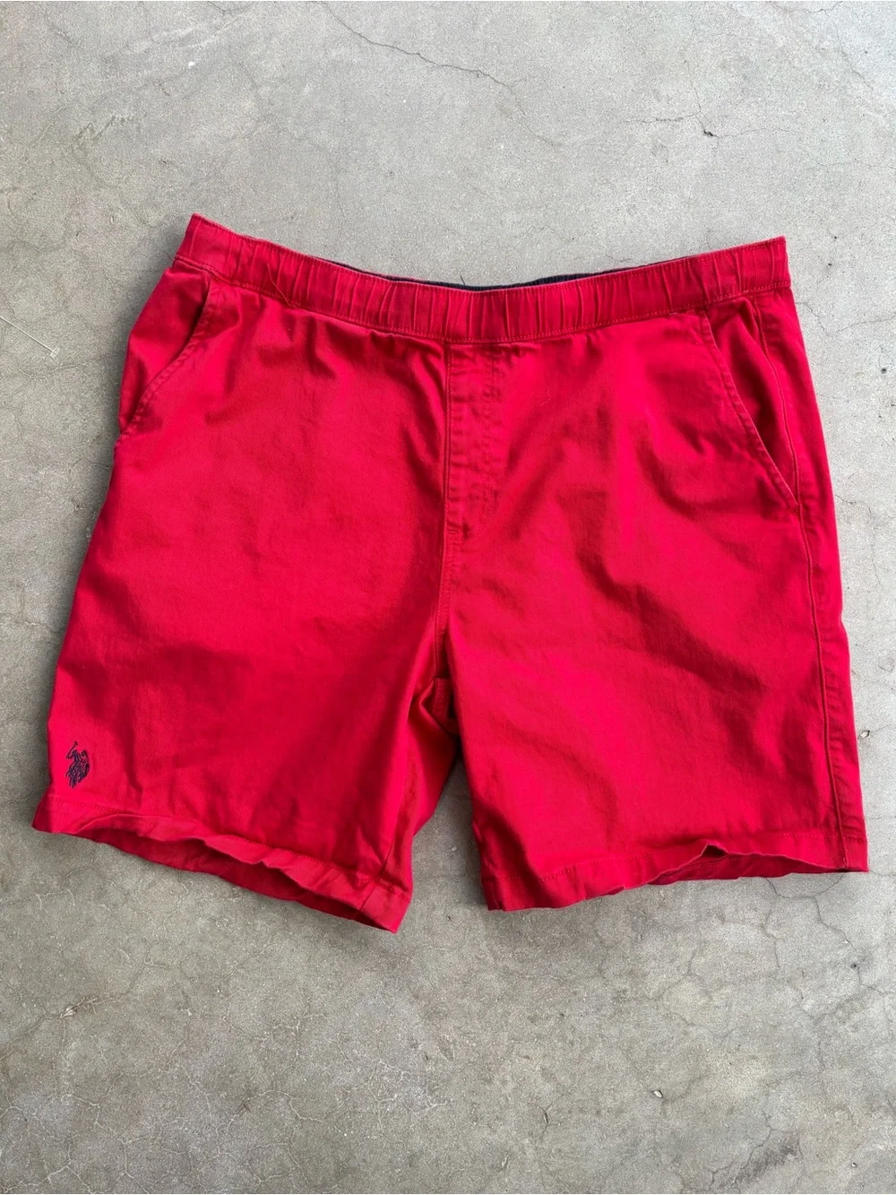 U.S. Polo Assn. Active Stretch Cotton Red + Navy Flat Front Shorts Men’s Size XL